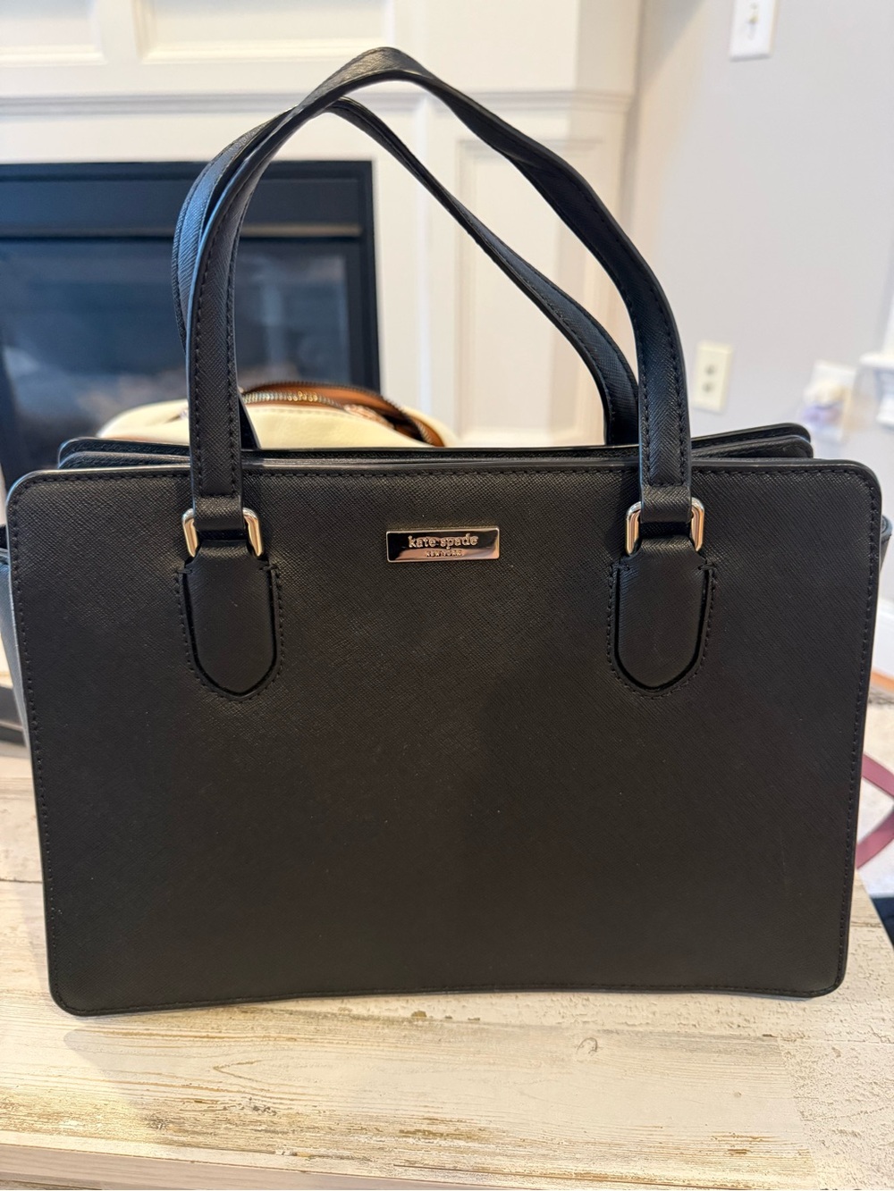 kate spade Black Saffiano Leather Satchel with Gold Hardware
